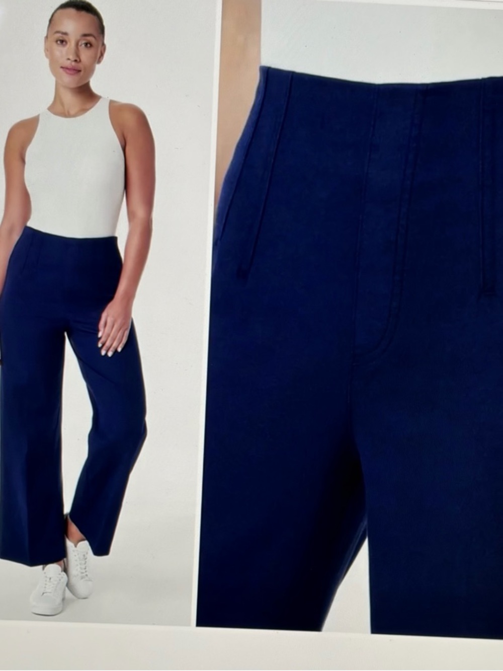 Spanx Stretch Twill Cropped Wide Leg Pant in Lapis Blue Size 1X Tall New
